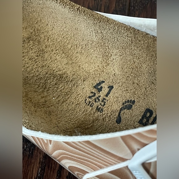 Birkenstock Arizona Birko-Flor Beige Marble Print Sandal Women Size 41 9.5/10 - Picture 5 of 8